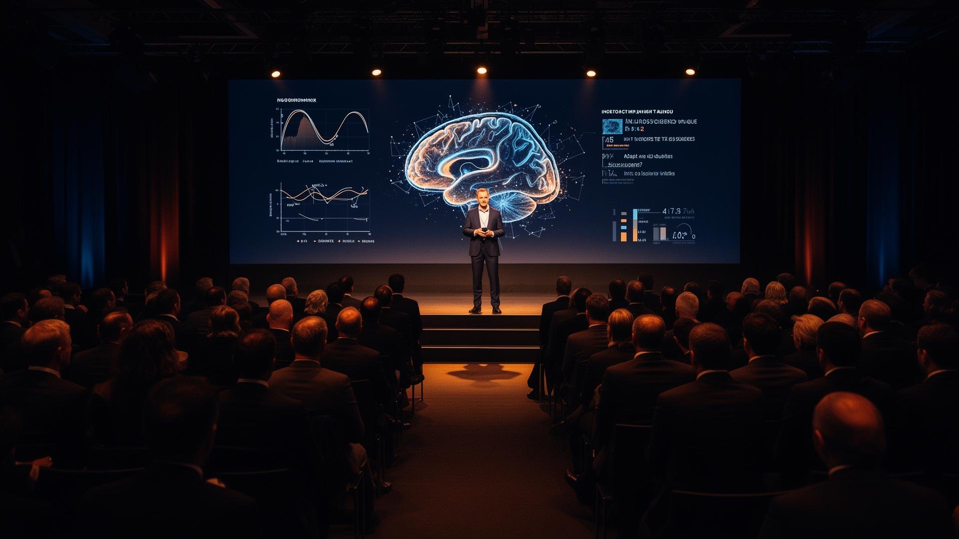Neurofactor keynote on stage with audience